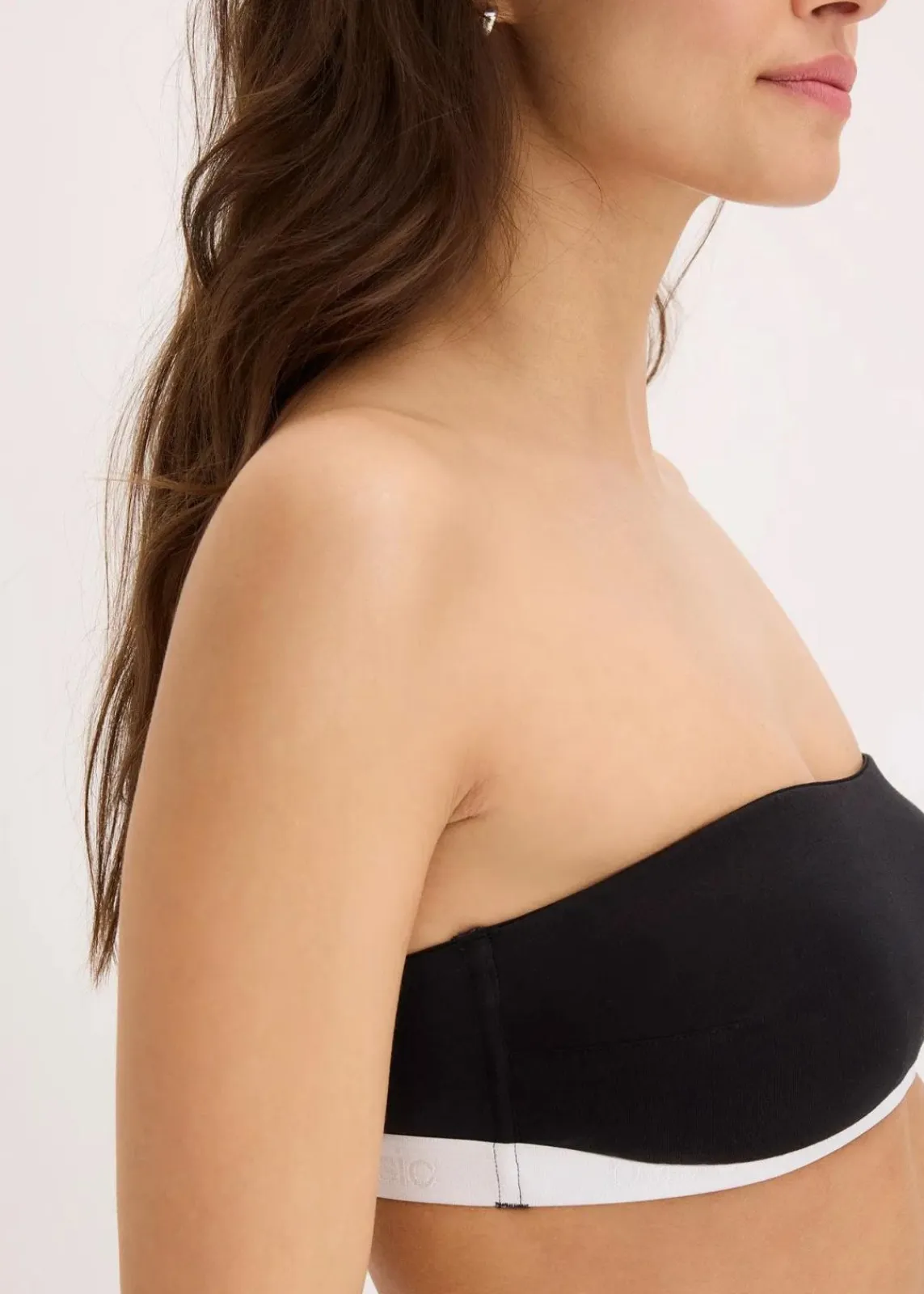 bonprix Nachhaltigere Materialien|Bhs^Bandeau-BH mit Bio-Baumwolle (2er Pack) mentholblau + schwarz