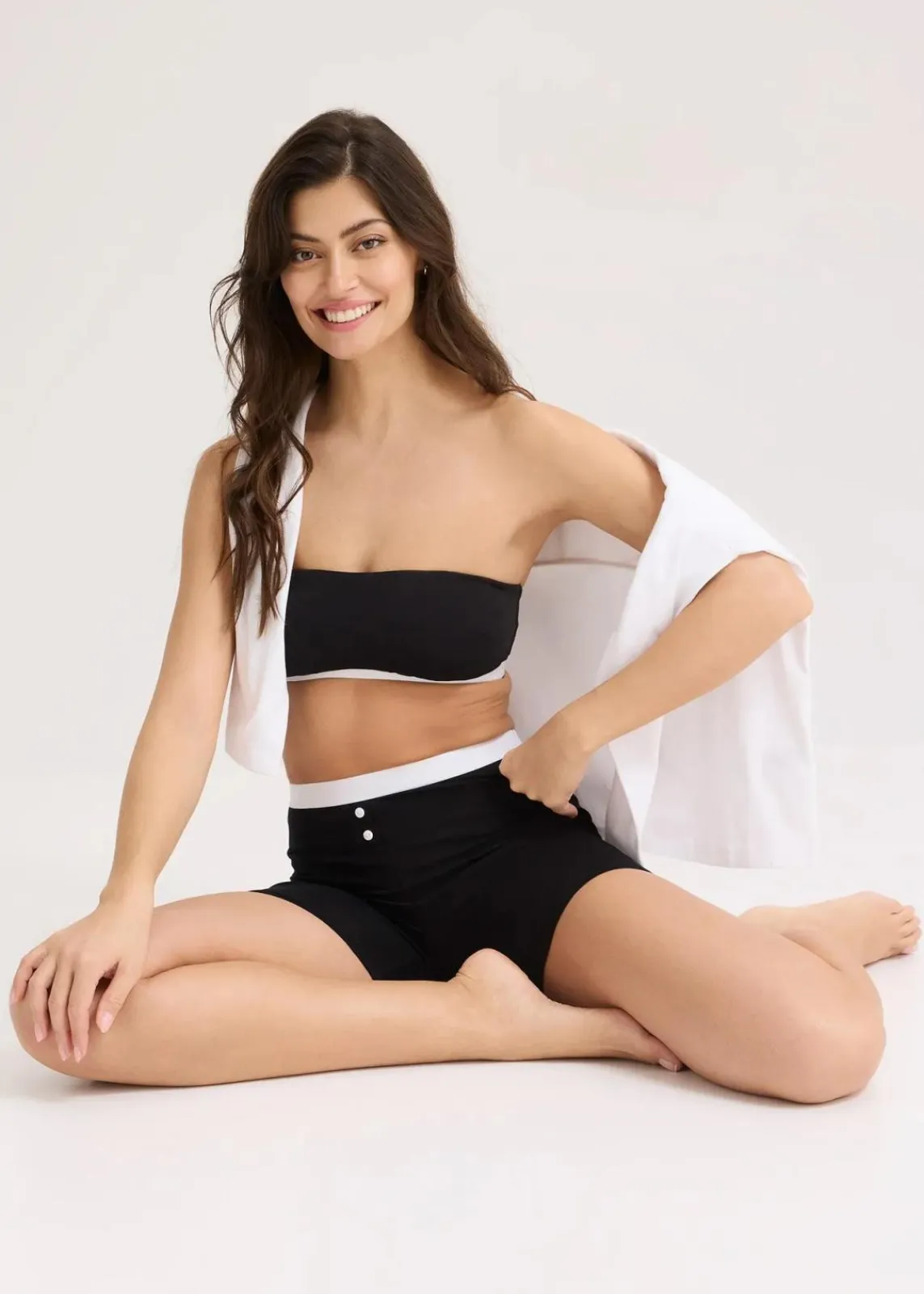 bonprix Nachhaltigere Materialien|Bhs^Bandeau-BH mit Bio-Baumwolle (2er Pack) mentholblau + schwarz