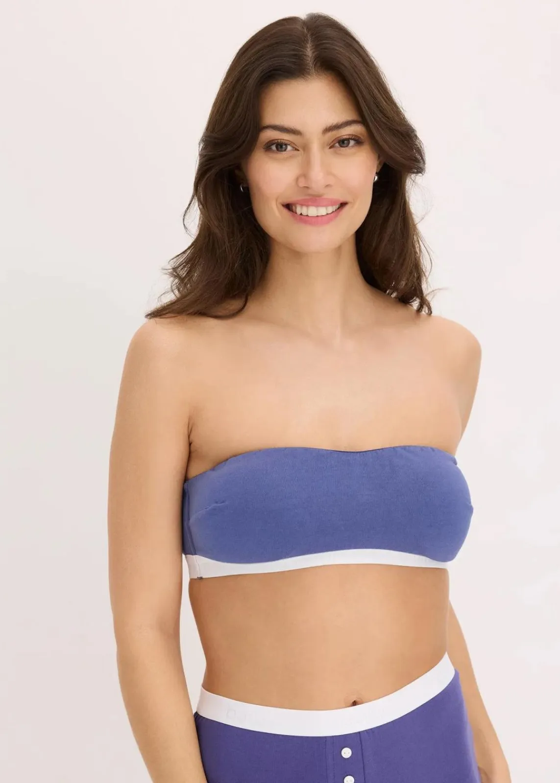 bonprix Wäsche·Baumwollunterwäsche|Nachhaltigere Materialien^Bandeau-BH mit Bio-Baumwolle (2er Pack) dunkelpazifik + weiß