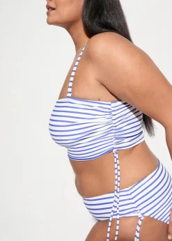 bonprix Nachhaltigere Materialien|Bikinis^Bandeau-Bikini mit abnehmbaren Trägern (2-tlg.Set) weiß/blau gestreift