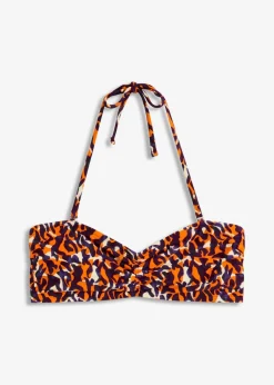 bonprix Nachhaltigere Materialien|Bademode·Bikinis^Bandeau-Bikinioberteil mit abnehmbaren Trägern lila/hellbraun leo bedruckt