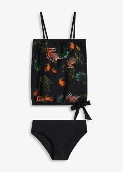 bonprix Nachhaltigere Materialien|Tankinis^Bandeau-Tankini (2-tlg.Set) mit Multiway-Träger schwarz/grün geblümt