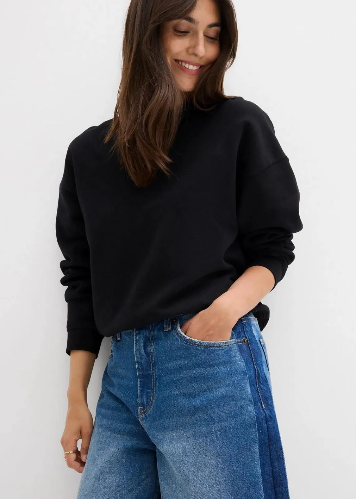 bonprix Bekleidung·Shirts & Tops|Jeans^Barrel-Jeans High Waist, cropped blau denim used