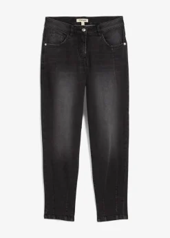 bonprix Jeans|Bekleidung·Shirts & Tops^Barrel-Jeans Mid Waist schwarz denim used