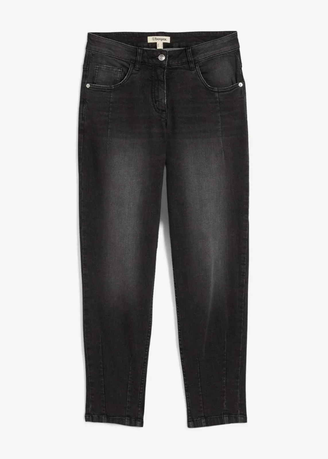 bonprix Jeans|Bekleidung·Shirts & Tops^Barrel-Jeans Mid Waist schwarz denim used