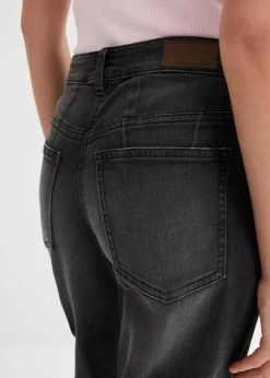 bonprix Jeans|Bekleidung·Shirts & Tops^Barrel-Jeans Mid Waist schwarz denim used
