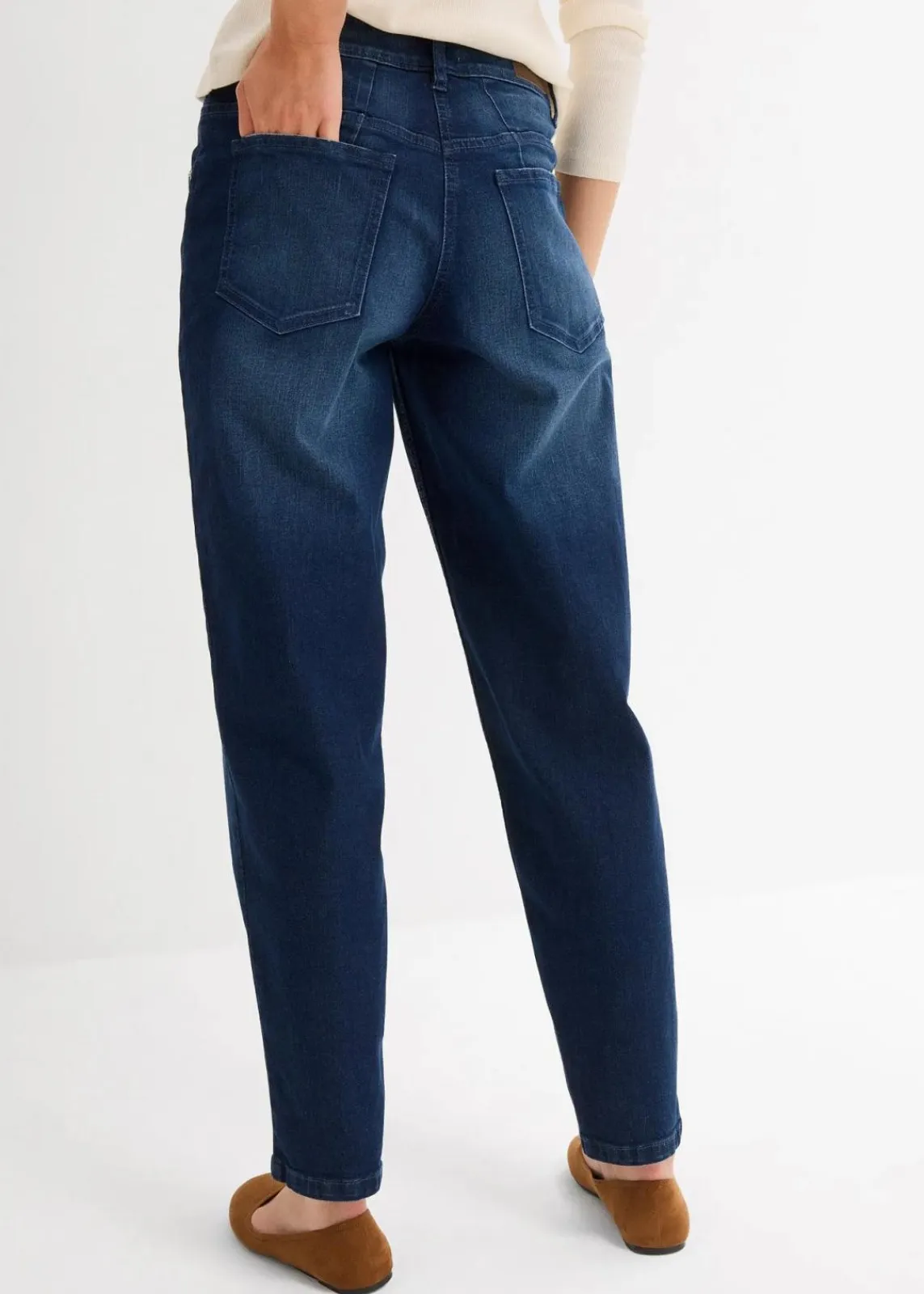 bonprix Bekleidung·Shirts & Tops|Jeans^Barrel-Jeans Mid Waist blau denim used