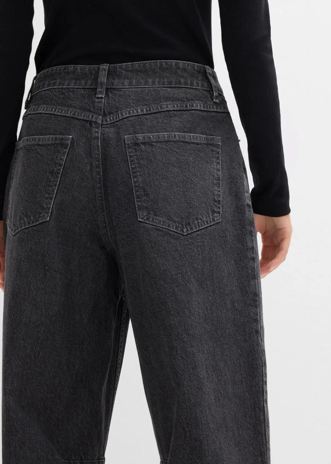 bonprix Jeans|Bekleidung·Shirts & Tops^Barrel-Jeans Mid Waist dunkelgrau denim used
