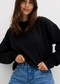 bonprix Bekleidung·Shirts & Tops|Jeans^Barrel-Jeans Mid Waist mittelblau denim used