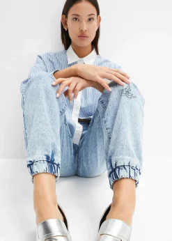 bonprix Jeans^Barrel-Jeans, Mid Waist, Bequembund eisblau denim