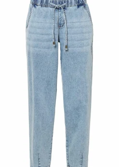 bonprix Bekleidung·Shirts & Tops|Jeans^Barrel-Jeans, Mid Waist, Bequembund hellblau denim washed
