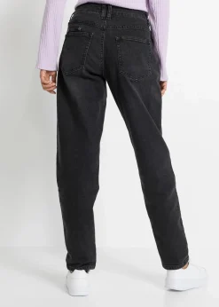 bonprix Jeans|Bekleidung·Shirts & Tops^Barrel-Jeans, Mid Waist, Stretch schwarz denim