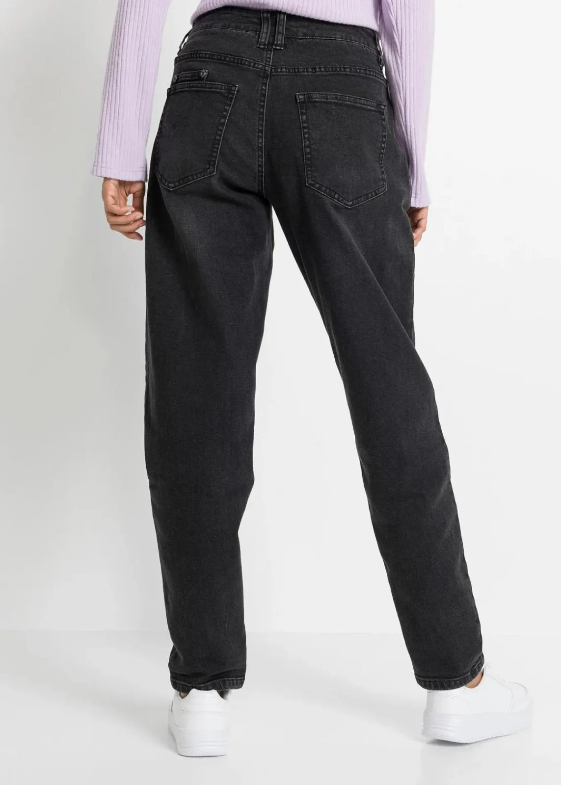 bonprix Jeans|Bekleidung·Shirts & Tops^Barrel-Jeans, Mid Waist, Stretch schwarz denim