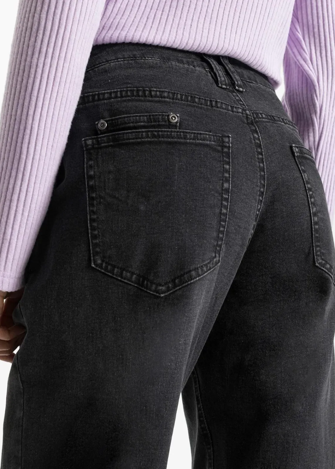 bonprix Jeans|Bekleidung·Shirts & Tops^Barrel-Jeans, Mid Waist, Stretch schwarz denim