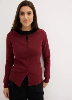 bonprix Bekleidung·Umstandsmode|Strickmode^Basic Feinstrickjacke mit recycelter Baumwolle beere
