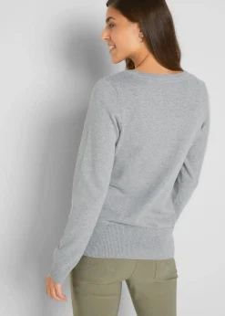 bonprix Pullover & Strickjacken|Basics^Basic Feinstrickjacke mit recycelter Baumwolle grau