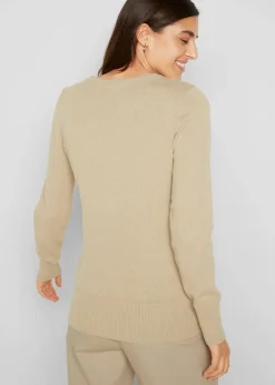 bonprix Strickmode|Pullover & Strickjacken^Basic Pullover mit recycelter Baumwolle beige