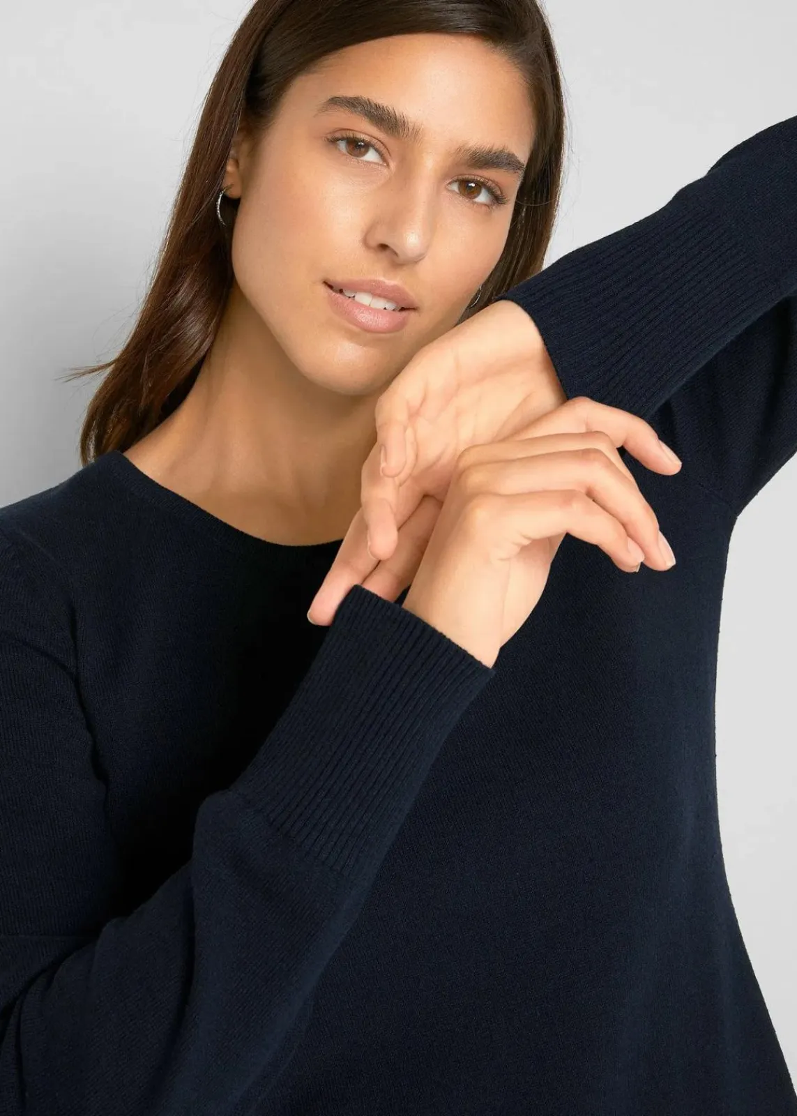 bonprix Strickmode|Pullover & Strickjacken^Basic Pullover mit recycelter Baumwolle dunkelblau