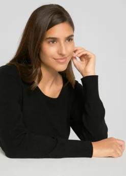 bonprix Strickmode|Pullover & Strickjacken^Basic Pullover mit recycelter Baumwolle schwarz
