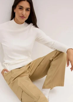 bonprix Bekleidung·Umstandsmode|Pullover & Strickjacken^Basic Pullover mit Stehkragen mit recycelter Baumwolle wollweiß