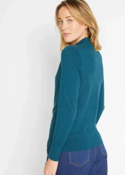 bonprix Pullover & Strickjacken|Basics^Basic Pullover mit Stehkragen mit recycelter Baumwolle blaupetrol