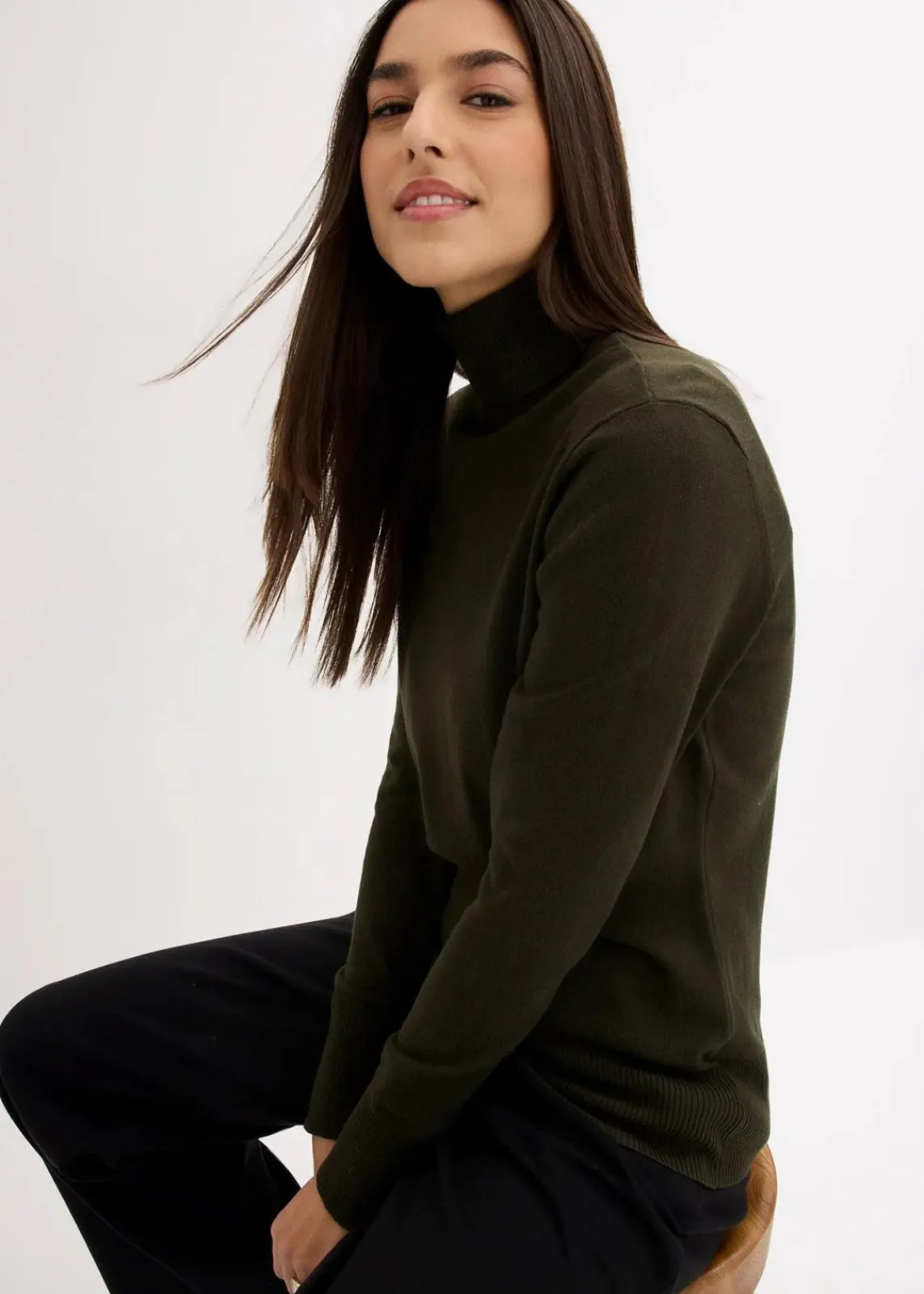 bonprix Pullover & Strickjacken|Basics^Basic Rollkragenpullover nachtoliv
