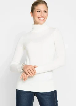 bonprix Strickmode|Pullover & Strickjacken^Basic Rollkragenpullover wollweiß