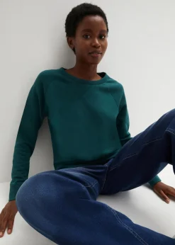 bonprix Bekleidung·Röcke|Bekleidung·Blusen & Tuniken^Basic Sweatshirt petrolgrün