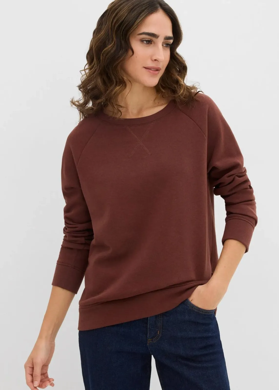 bonprix Sweat|Basics^Basic Sweatshirt kaffeebraun
