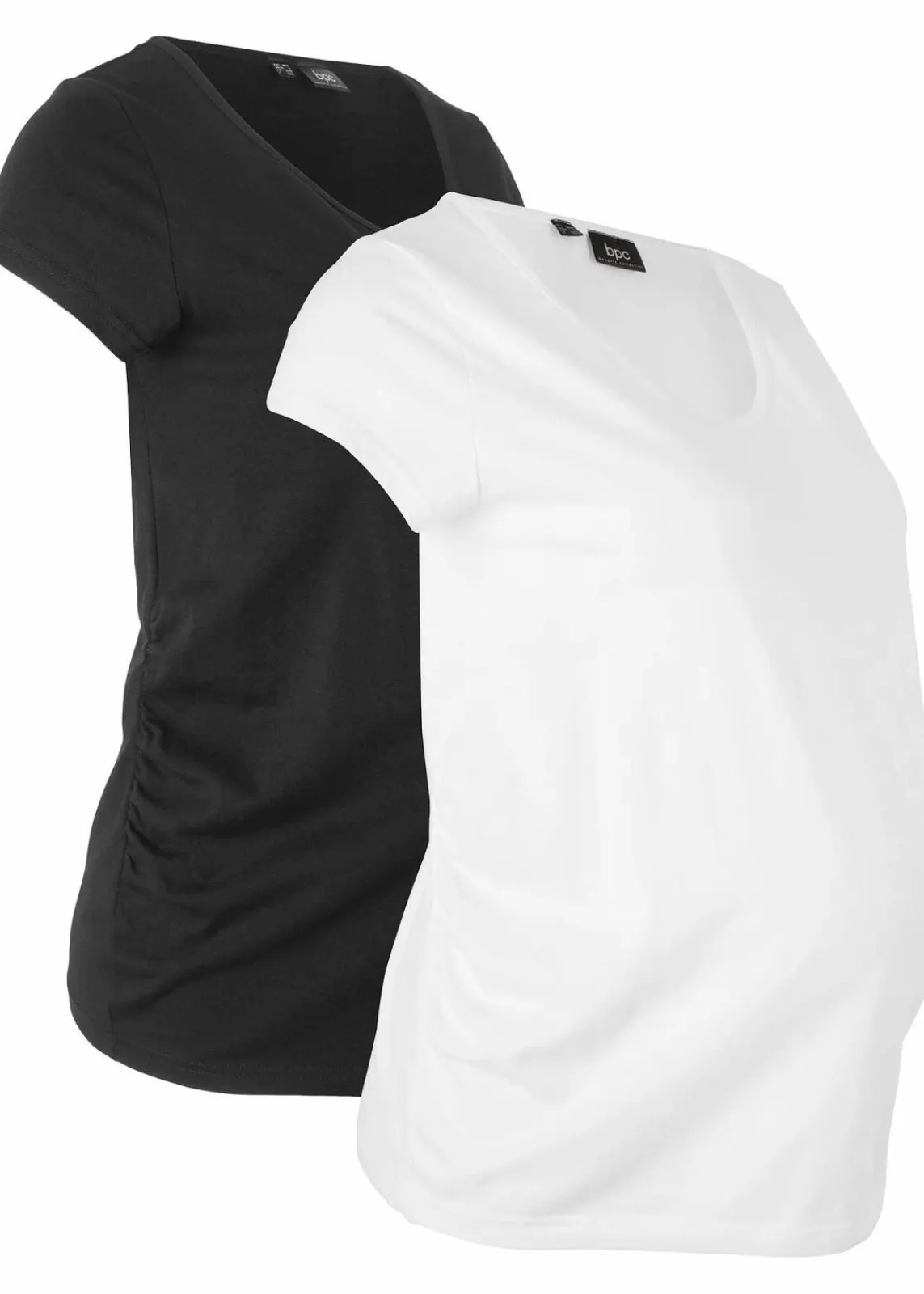 bonprix Bekleidung·Blazer|Nachhaltigere Materialien^Basic Umstandsshirts aus Bio-Baumwolle, (2er-Pack) schwarz+weiß