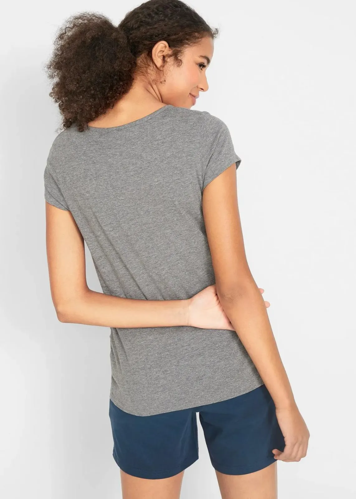 bonprix Nachhaltigere Materialien|Umstandsmode^Basic Umstandsshirts aus Bio-Baumwolle, (2er-Pack) dunkelblau+grau meliert