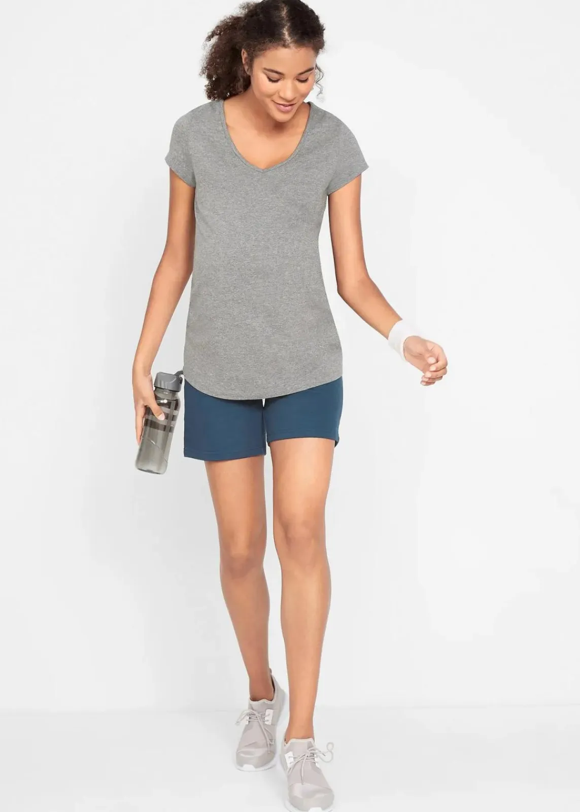 bonprix Nachhaltigere Materialien|Umstandsmode^Basic Umstandsshirts aus Bio-Baumwolle, (2er-Pack) dunkelblau+grau meliert