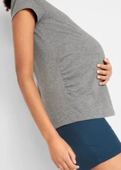 bonprix Nachhaltigere Materialien|Umstandsmode^Basic Umstandsshirts aus Bio-Baumwolle, (2er-Pack) dunkelblau+grau meliert