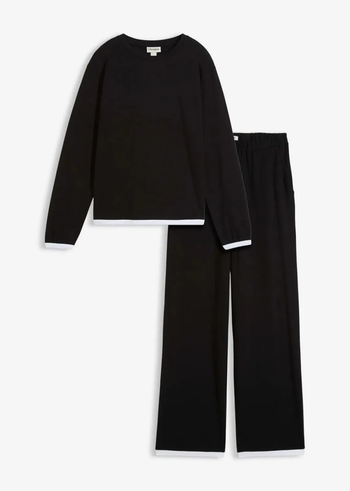 bonprix Bekleidung·Kleider|Hosen^Baumwoll - Jogginganzug (Doppelpack 2-tlg. Set) schwarz/weiß