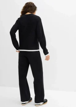 bonprix Bekleidung·Kleider|Hosen^Baumwoll - Jogginganzug (Doppelpack 2-tlg. Set) schwarz/weiß