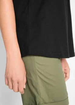 bonprix Shirts & Tops^Baumwoll Longtop mit Spitze schwarz