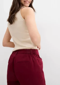 bonprix Hosen|Shorts^Baumwoll Papertouch-Bermuda mit Bequembund ahornrot