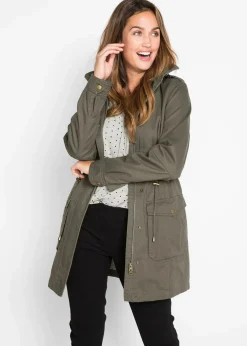 bonprix Bekleidung·Hosen|Jacken & Mäntel^Baumwoll Parka mit Jerseyfutter dunkeloliv