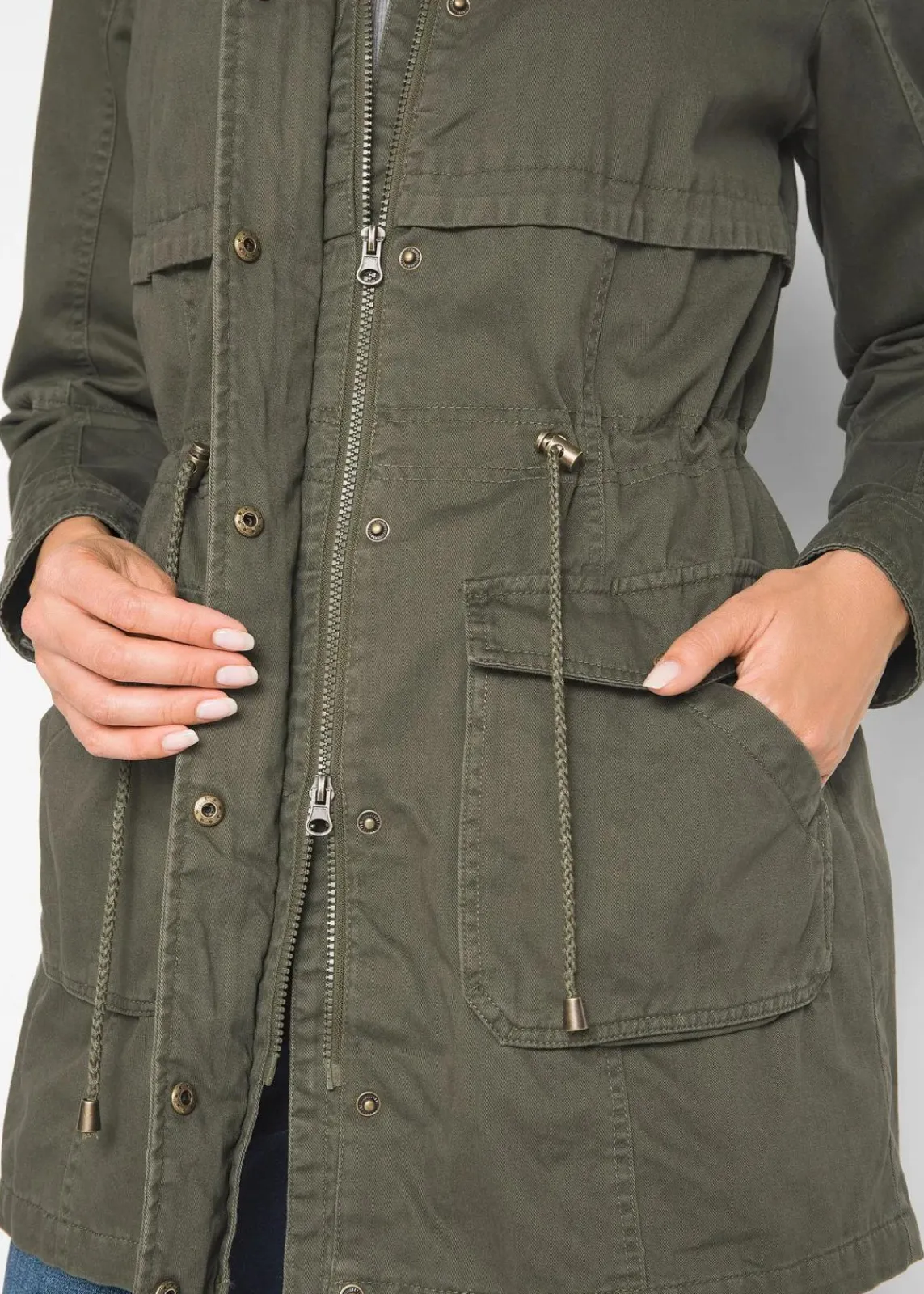 bonprix Bekleidung·Hosen|Jacken & Mäntel^Baumwoll Parka mit Jerseyfutter dunkeloliv