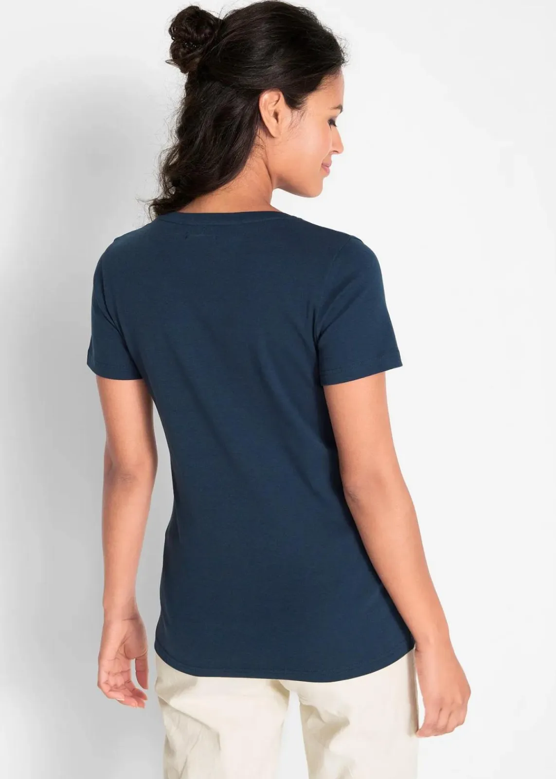 bonprix Nachhaltigere Materialien|Shirts & Tops^Baumwoll Shirt, Kurzarm dunkelblau bedruckt