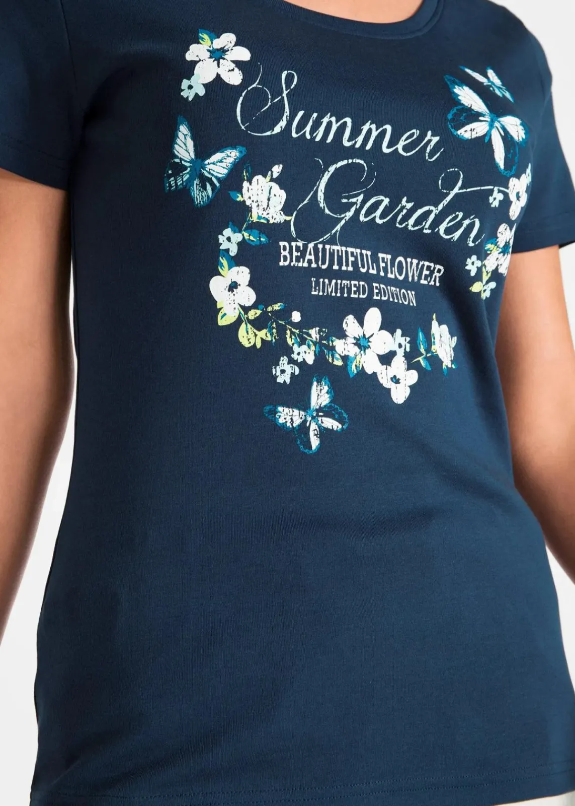bonprix Nachhaltigere Materialien|Shirts & Tops^Baumwoll Shirt, Kurzarm dunkelblau bedruckt