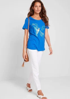 bonprix Shirts & Tops|Nachhaltigere Materialien^Baumwoll Shirt mit Druck azurblau bedruckt