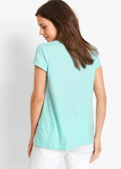 bonprix Nachhaltigere Materialien|Shirts & Tops^Baumwoll Shirt mit Spitze, Kurzarm polarmint