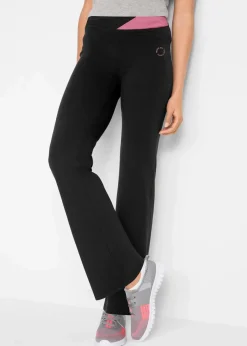 bonprix Bekleidung·Sweat|Bekleidung·Kleider^Baumwoll Sporthose mit Stretch, Bootcut schwarz/rauchkoralle