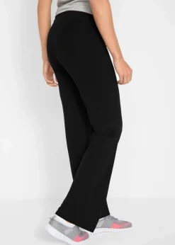 bonprix Bekleidung·Sweat|Bekleidung·Kleider^Baumwoll Sporthose mit Stretch, Bootcut schwarz/rauchkoralle