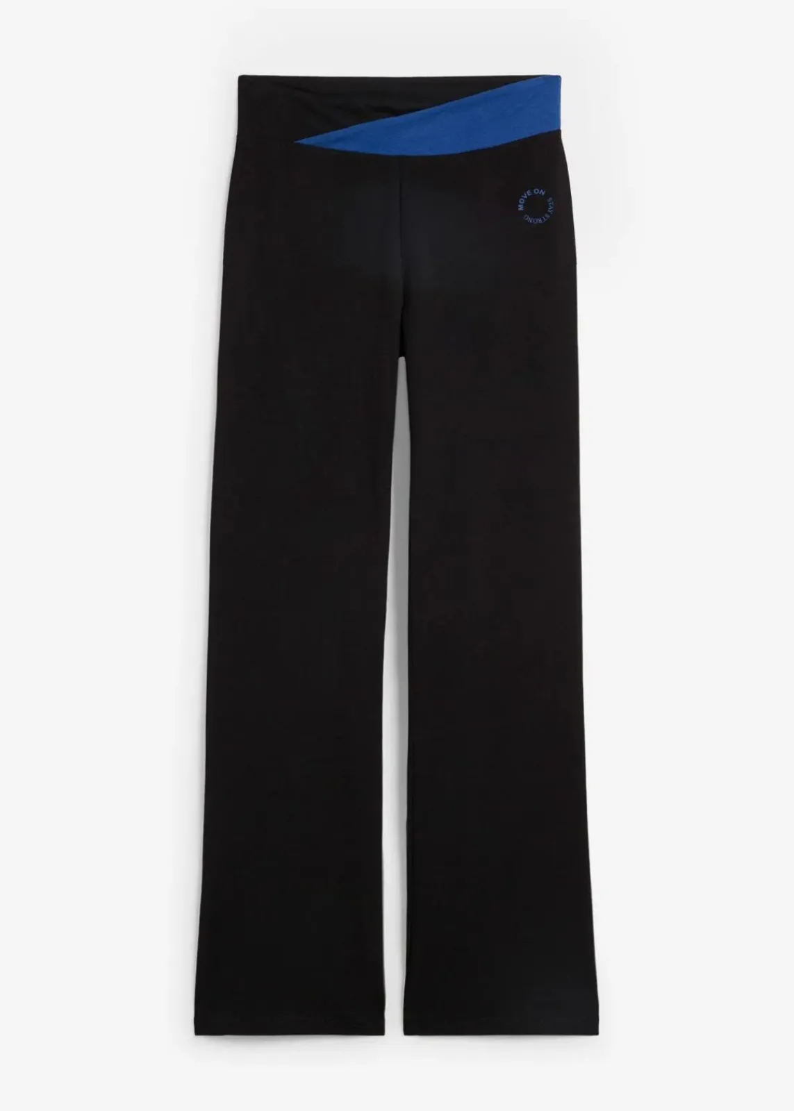 bonprix Hosen|Sportbekleidung^Baumwoll Sporthose mit Stretch, Bootcut schwarz/enzianblau