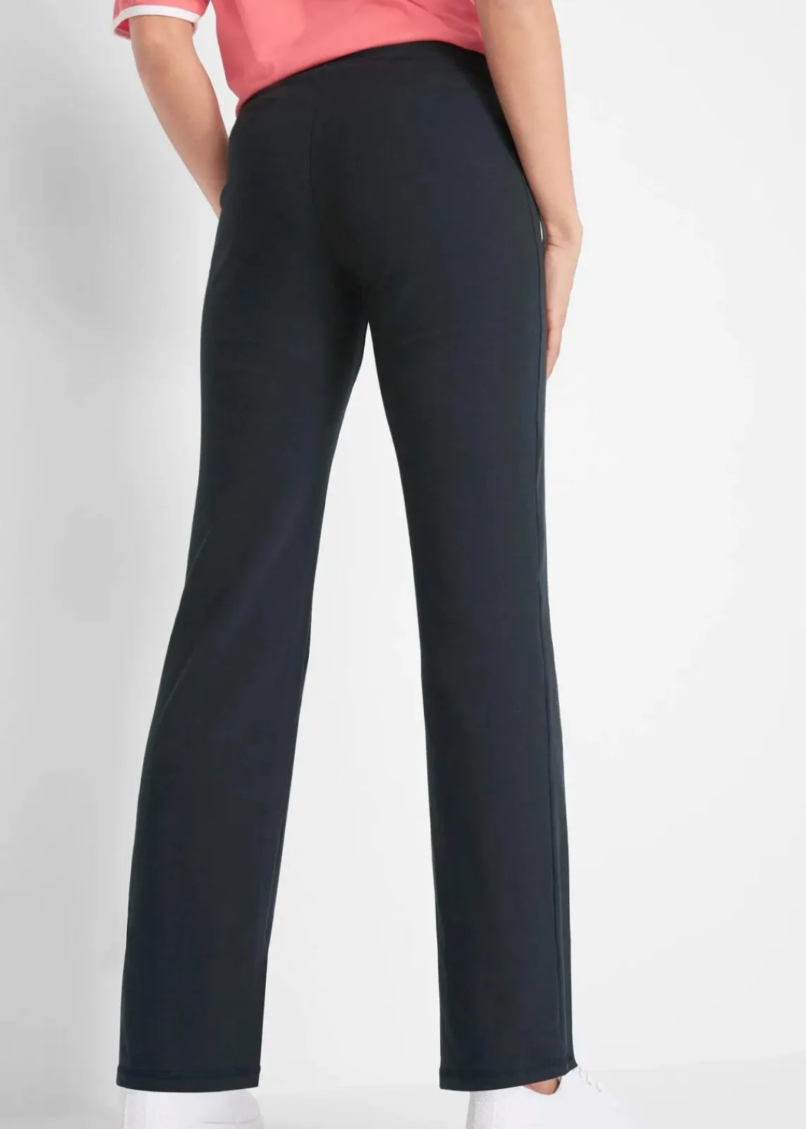 bonprix Hosen|Sportbekleidung^Baumwoll Sporthose mit Stretch, Bootcut schwarz/enzianblau