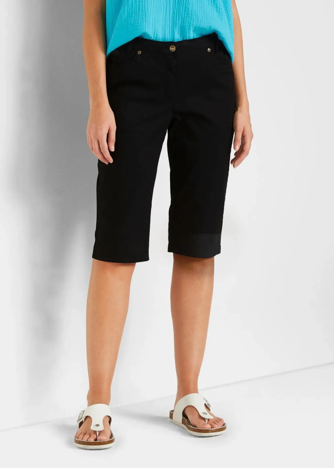 bonprix Hosen|Shorts^Baumwoll-Bermuda mit Bequembund schwarz