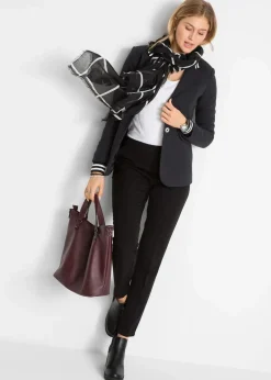 bonprix Bekleidung·Basics|Blazer^Baumwoll-Blazer mit gestreiften Details schwarz