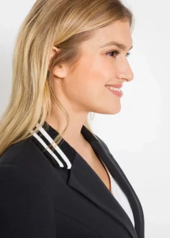bonprix Bekleidung·Basics|Blazer^Baumwoll-Blazer mit gestreiften Details schwarz